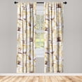 thumbnail image 1 of Birds and Nature Window Curtains, Simple Design Crane Pattern with Floral Boho Ornaments Art, Lightweight Decor 2-Panel Set with Rod Pocket, Pair of - 28"x95", Marigold Dried Rose Ivory, by Ambesonne, 1 of 1