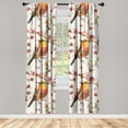 thumbnail image 1 of Birds and Nature Window Curtains, Watercolor Japanese Vibe Sparrow and Cherry Blossom Pattern, Lightweight Decor 2-Panel Set with Rod Pocket, Pair of - 28"x63", Vermilion Pale Pink Cream, by Ambesonne, 1 of 3