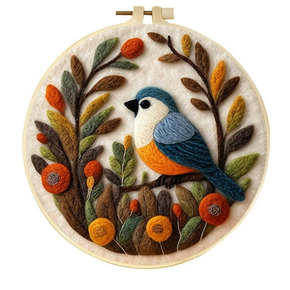 Birds Needle Felting Set, Beginner Felt Painting Set, With Wool Felt Painting Set, Decorative Frame, Suitable for Home Decoration