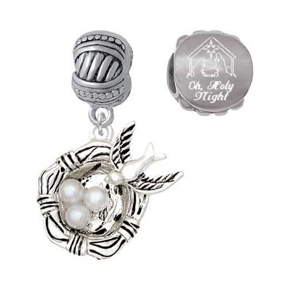 Birds Nest with Eggs Come Let us Adore Him Charm Beads (Set of 2)