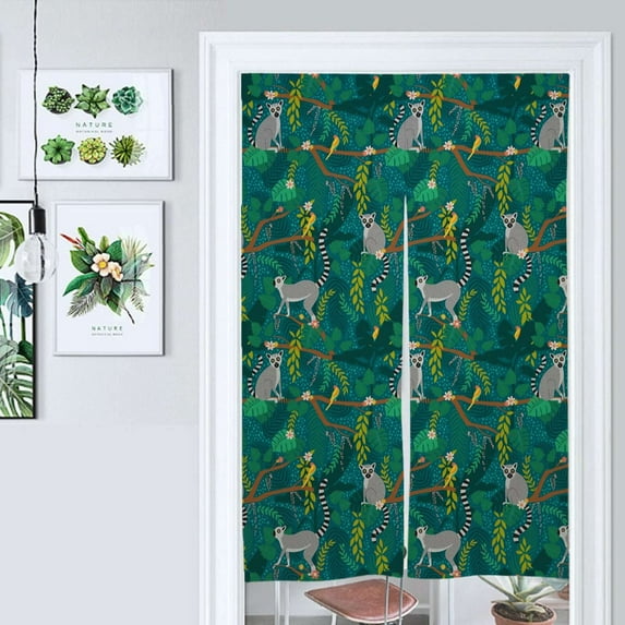 Birds Of Jungle Vintage Botanical Illustration Door Curtain Nordic Living Room DoorCurtain Porch Partition Curtain Kitchen Rative Half Curtain