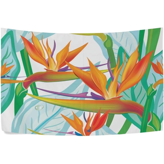 Birds Of Paradise Flower Tapestry Wall Hanging Tapestries Happy Colorful Hippie Psychedelic Art Polyester Carpet Wall Decorative for Living Room Bedroom 60x51inch