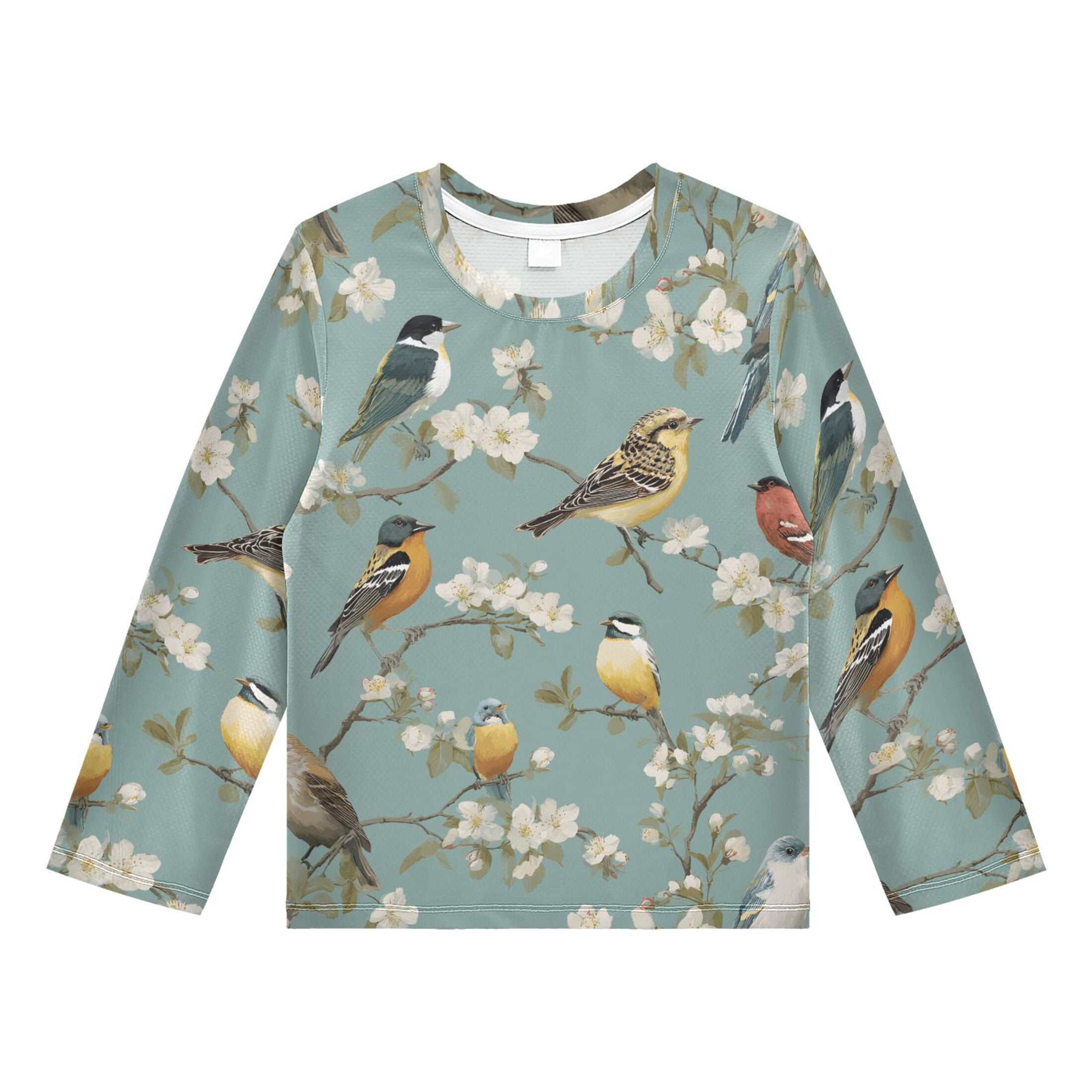 Birds Pattern Boys' Rash Guard Shirts UPF 50 Plus Sun Protection Short ...