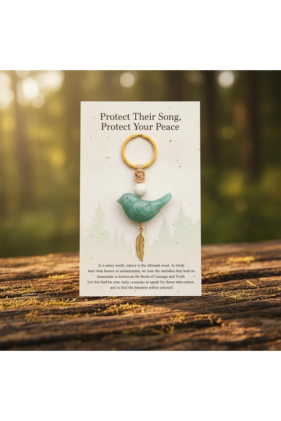 Birds Pocket Gift Keychain Card Decoration,Symbolic Uplifting Home Office Bag Car Accessory,Heartwarming Conservation Reminder and Inspirational Gift,Versatile Emotional and Decorative Use-A
