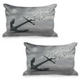 thumbnail image 1 of Birds Quilted Pillowcover Set of 2, Anchor Turns into Group of Flying Birds Seagulls for Liberty and Hope Mood Graphic Art, Standard Queen Size Pillow Cover for Bedroom, 30" x 20", Grey, by Ambesonne, 1 of 1