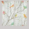thumbnail image 1 of Birds Rod Pocket Blackout Curtains Spring Retro Flowers Colorful Birds Design Thermal Insulated Room Darkening Curtain Drapes for Kitchen W55 x L63 Inch, 1 of 5