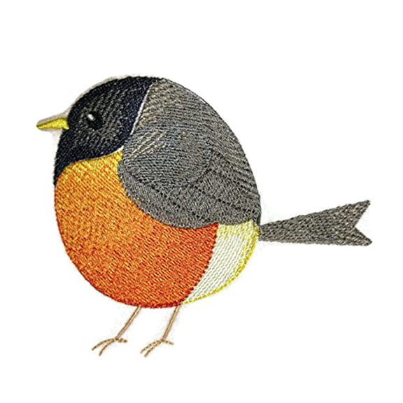 Birds Roly-Poly Robin Embroidered Iron on/Sew Patch [4.76" X 4.85"]