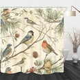 thumbnail image 1 of Birds Rustic Print Shower Curtain for Bathroom Watercolor Spring Summer Tree Branch Cute Lovely Classy Twig Oil Painting Herbs Decor Fabric Polyester Waterproof-36"W x 72"L (Pack of 1), 1 of 5