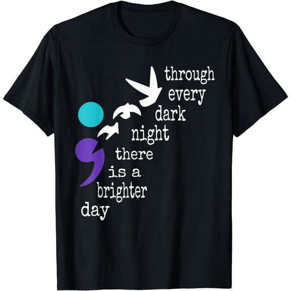 Birds Semicolon Gift Suicide Prevention Awareness T-Shirt
