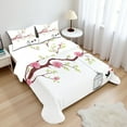 thumbnail image 1 of Ambesonne Love Fitted & Top Sheet Set with Shams, Roses Blossoms Birds, Pink Brown White, 1 of 8