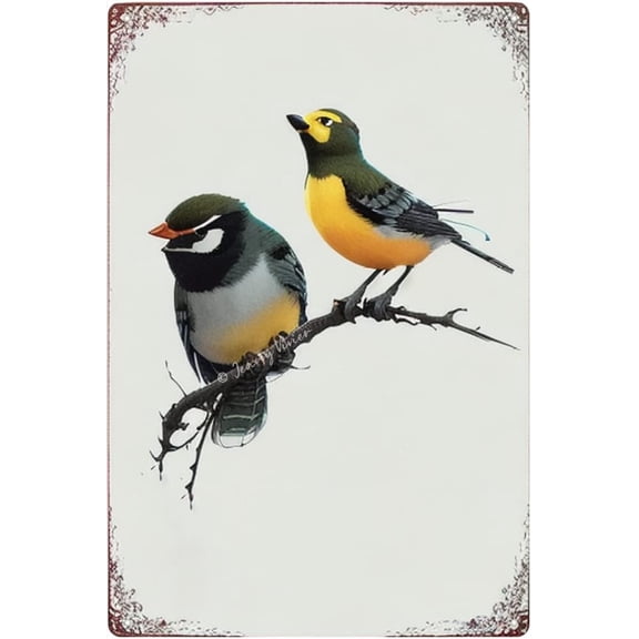 Birds Signs, You & Me Funny Tin Sign, Brown Sparrow Decor, Natural Home Decor Abstract Bird Metal Tin Sign Gift Valentine's Day Decor Rustic Shabby Chic Farmhouse Decor 5.5x8 Inches