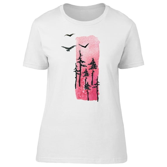 Birds Silhouette Pink Geometric Tee Men's -Image by Shutterstock
