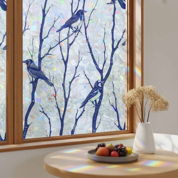 Bird Protective Windows Birds Silhouette on Rustic Branches Window Privacy Film,Heat Control ...