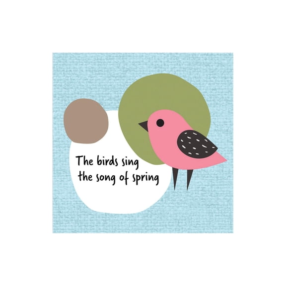 Birds Sing Of Spring Pink Bird Blue 12 x 12 Wood Wall Sign Plaque
