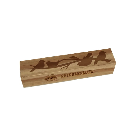Birds Sitting on a Branch Rectangle Rubber Stamp Stamping Scrapbooking Crafting - Large 3.75in