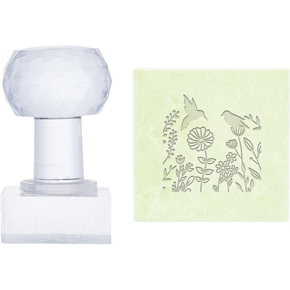 Birds Soap Stamp Animal Acrylic Stamp with Handle Round Soap Embossing Stamp Soap Chapter Imprint Stamp for Handmade Soap Cookie Clay Pottery Stamp Biscuits Gummier Making Projects