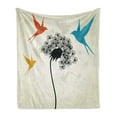 thumbnail image 1 of Birds Soft Flannel Fleece Blanket, Avian Animal Silhouettes with a Dandelion Scene from Nature Fauna and Flora Pattern, Cozy Plush for Indoor and Outdoor Use, 70" x 90", Multicolor, by Ambesonne, 1 of 6