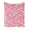 thumbnail image 1 of Birds Soft Flannel Fleece Blanket, Poultry Concept Abstract White Silhouettes of Fluffy Chickens and Tiny Sparrow Birds, Cozy Plush for Indoor and Outdoor Use, 50" x 70", Multicolor, by Ambesonne, 1 of 5