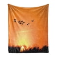 thumbnail image 1 of Birds Soft Flannel Fleece Throw Blanket, Bird Migration over Desert Autumn View at Sunset Evening Seasonal Picture Print, Cozy Plush for Indoor and Outdoor Use, 60" x 80", Orange Black, by Ambesonne, 1 of 5
