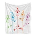 thumbnail image 1 of Birds Soft Flannel Fleece Throw Blanket, Colorful Bird Houses Nest with Flying Birds on the Roof Branches Animal Life, Cozy Plush for Indoor and Outdoor Use, 70" x 90", Multicolor, by Ambesonne, 1 of 6
