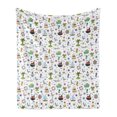 thumbnail image 1 of Birds Soft Flannel Fleece Throw Blanket, Nautical Cartoon Elements Ships Flying Birds Starfishes Palm Trees and Bubbles, Cozy Plush for Indoor and Outdoor Use, 50" x 60", Multicolor, by Ambesonne, 1 of 6
