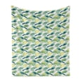 thumbnail image 1 of Birds Soft Flannel Fleece Throw Blanket, Romantic Perched Spotted Sparrows Wet in Wet Watercolor Technique, Cozy Plush for Indoor and Outdoor Use, 60" x 80", Pale Green Green, by Ambesonne, 1 of 6
