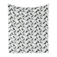 thumbnail image 1 of Birds Soft Flannel Fleece Throw Blanket, Silhouette of Damask Patterned Northern Mockingbirds on Fluctuating Leaves, Cozy Plush for Indoor and Outdoor Use, 70" x 90", Grey Black White, by Ambesonne, 1 of 5