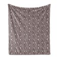 thumbnail image 1 of Birds Soft Flannel Fleece Throw Blanket, Silhouette of Flying Resplendent Quetzal Bird Among Vertical Branches, Cozy Plush for Indoor and Outdoor Use, 70" x 90", Ivory Taupe and Dimgrey, by Ambesonne, 1 of 5