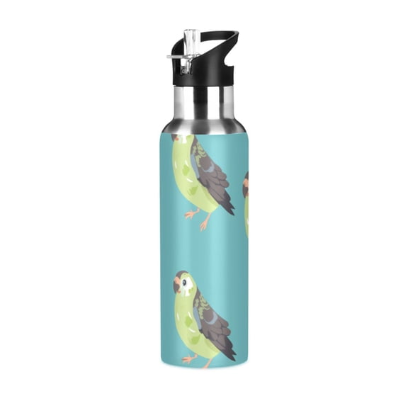 Birds Sports Water Bottle with Straw Lid Insulated Stainless Steel Leak Proof BPA Free Thermal Mug with Handle for Gym Yoga Cycling Camping