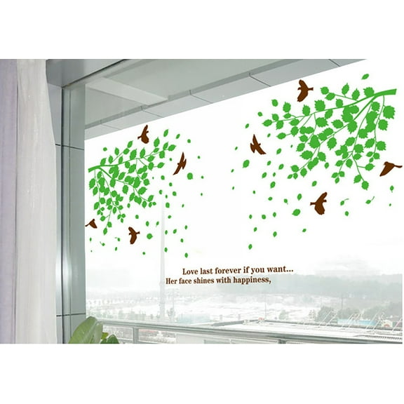 Birds Spring In The Garden Wall Decal DIY PVC Transparent Film for Kindergarten Living Room Children's Room TV Sofa Background Wall Art Decors Window Dressing Living Room