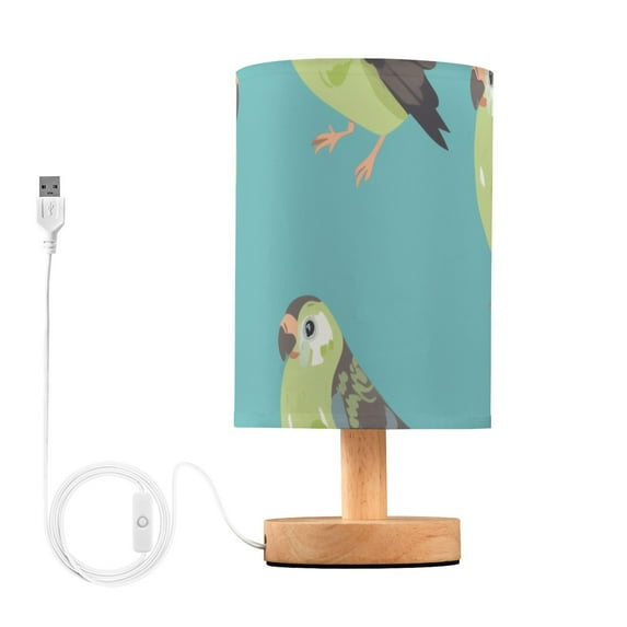 Birds Table Lamp USB Bedside Desk Nightstand Lamp Printed Gifts Small Lamp Wood Base for Bedroom Living Room Kids Room College Dorm
