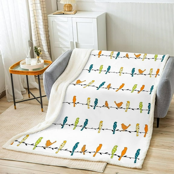 Birds Throw Blanket for College Boys Girls Dorm Decorations Blanket, Bohemian Colorful Birds Animal Botanical Print Bed Blanket Adult Women Men Boho Nature Rural Style Sherpa Throw Blanket,Baby Size