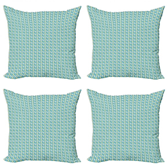 Birds Throw Pillow Cushion Case Pack of 4, Creative Repetitive Pattern of Flying Open Winged Avian, Modern Accent Double-Sided Print, 4 Sizes, Pale Sky Blue Ivory, by Ambesonne