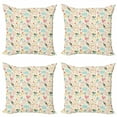 thumbnail image 1 of Birds Throw Pillow Cushion Case Pack of 4, Queen Bird Holding Balloon Among Jars of Scribbled Heart and Sketched Tulips, Modern Accent Double-Sided Print, 4 Sizes, Multicolor, by Ambesonne, 1 of 2