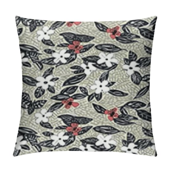 Birds Throw Pillow Cushion Case PackSparrows with Blooming Daisies Greyscale Spring Nature Composition, Modern Accent Double-Sided Digital Printing, Charcoal Grey White