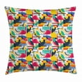 thumbnail image 1 of Birds Throw Pillow Cushion Cover, Futuristic Design of Contrast Colored Toucan Cockatoo Parrot Flamingo and Pelican, Decorative Square Accent Pillow Case, 16 X 16 Inches, Multicolor, by Ambesonne, 1 of 2