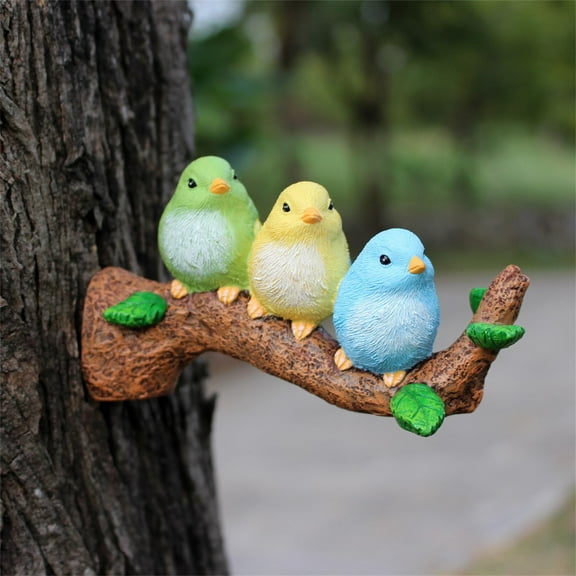 Birds Tree Hugger Sculpture,Funny Bird Trees Faces Decor,Full Color Bird Garden Peeker Art Dcor Figurine for Indoor Outdoor Yard Tree,Resin Birds on Branch Desktop Sculptures & Statues