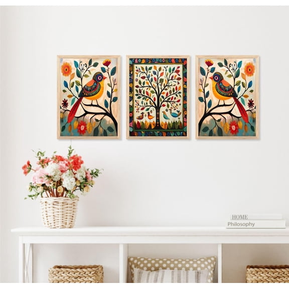 Birds Tree Unframed Canvas Painting for Wall Decoration - Wall Paintings for Living Room, Bedroom,Hall,Kids Room (10x13 Inch)