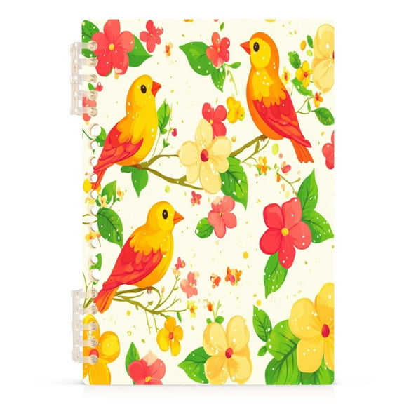 Birds Vivid Perch A5 8.3x5.7in PP Notebook, Adjustable Rings, 60 Sheets, Diary or Journey Note