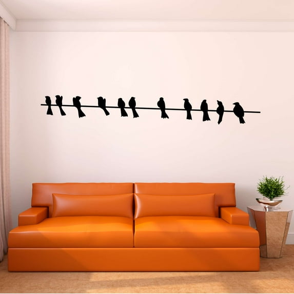 Birds Wall Decal Avian Playroom Nursery Kids Room Vinyl Decal Joyful Animal Nursery Decoration - Size: 20 In X 2 In