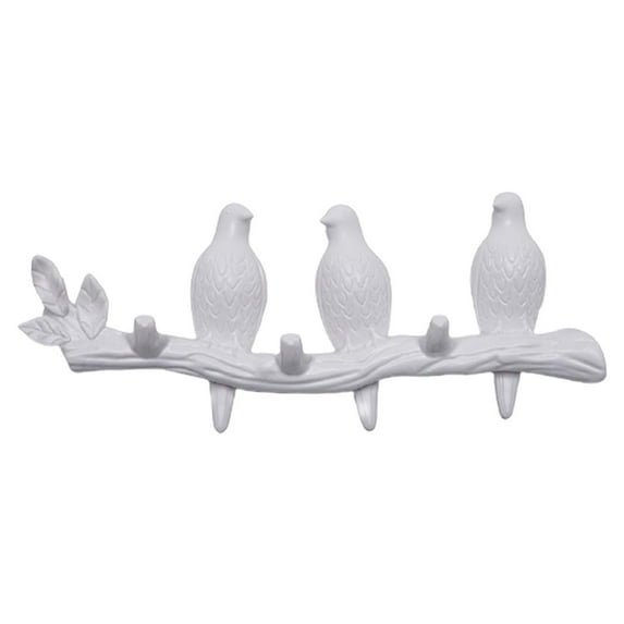 Birds Wall-mounted Hook Clothes Key Towels Holder Porch Living Room white