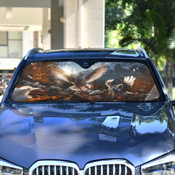 Birds Wings Sky Leaves Mountain Automotive Front Car Windshield Sun Shade Reflector Foldable for Front Fit for Cars Truck SUVs