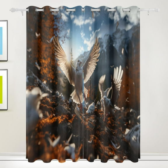 Birds Wings Sky Leaves Mountain Black Out Curtains 84 Inch Length Curtains for Sliding Glass Doors Bedroom Living Room 2 Pack