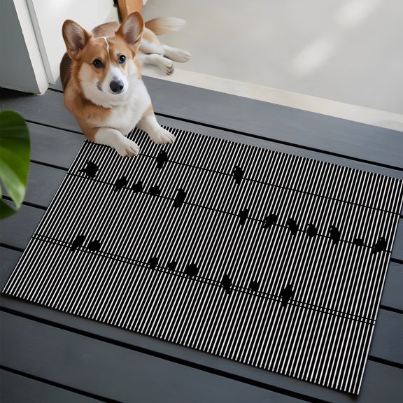 Birds on Wire Small Area Rugs 2x3 Modern Minimalist Orange Gray White Vertical Lines Entryway Rugs Washable Door Mat, Low-Profile Area Rugs Non Slip Floor Carpet for Living Room Bedroom Home Office
