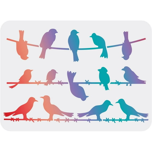 Birds On a Wire Stencil 11.7x8.3 inch Wire Bird Stencils Birds Drawing Stencil Reusable Birds Painting Template DIY Craft Stencils for Painting on Wood Paper Wall and Tile for DIY