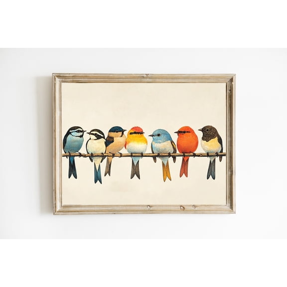 Birds On A Wire Vintage Birds Home Decor Poster Country Farmhouse Wall Art Poster Vintage Cottagecore Nursery Home Decor Poster Warm Present Vintage UNFRAMED Poster Size 8x12