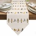 thumbnail image 1 of Birds on the Wire Yellow Grey Orange Burlap Background Table Runner 60 Inches Long Table Runners for Dining Room Tabletop Dresser Scarf Home Party Banquet Wedding Holiday Decoration, 1 of 9