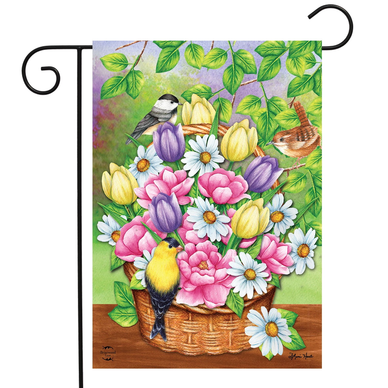 Spring Birds and Flowers Outdoor Garden Flag 18" x 12.5"
