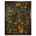 thumbnail image 1 of Birds and Butterflies on Autumnal Tree Folk Art Art Print Framed Poster Wall Decor 12x16 inch, 1 of 5