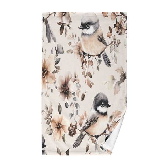 Birds and Flowers Soft 100% Cotton Towel, High Absorbency, Single Pack, 16" x 28"